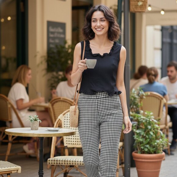 Vintage Escada Black Ruffled Sleeveless Top with a Side Zip Size 42 EUR - Picture 1 of 6